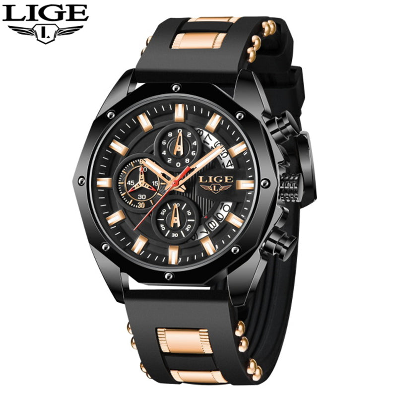 LIGE Luxury Sport Chronograph Watch