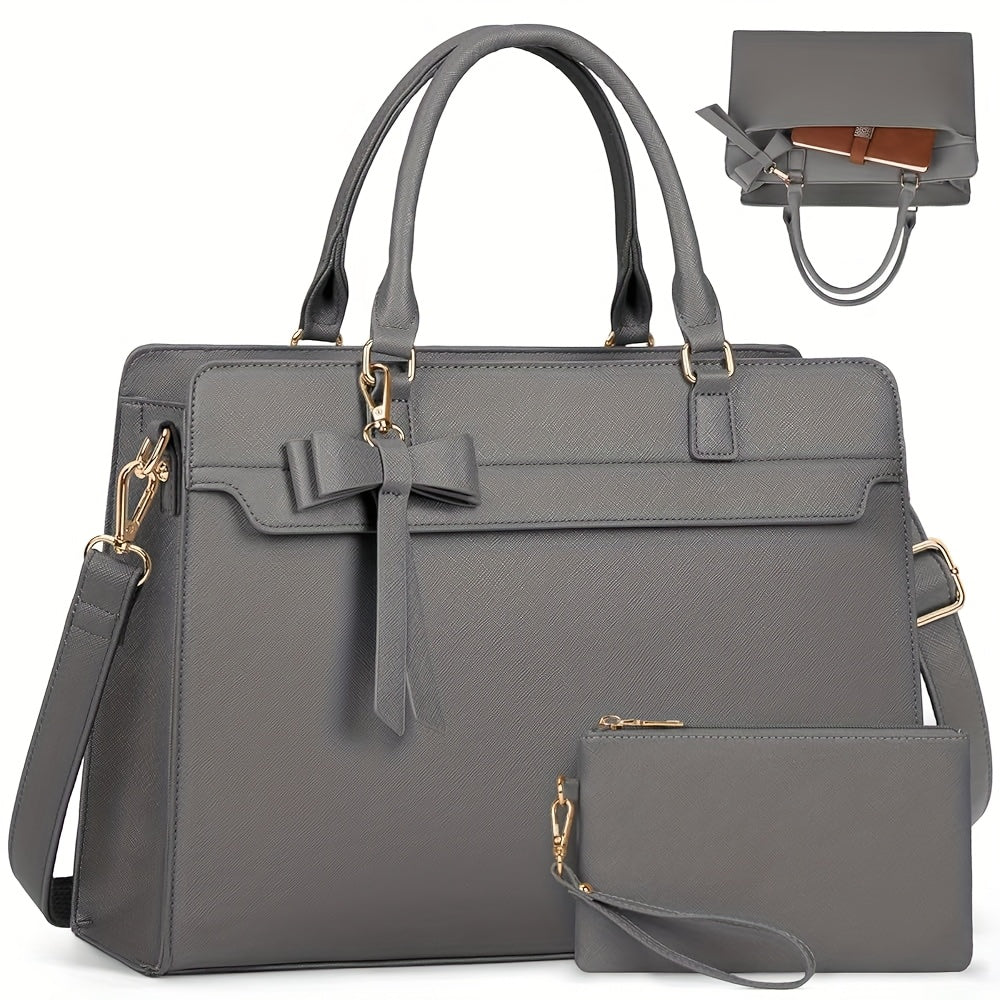 NUBILY 15.6" PU LEATHER LAPTOP TOTE SET