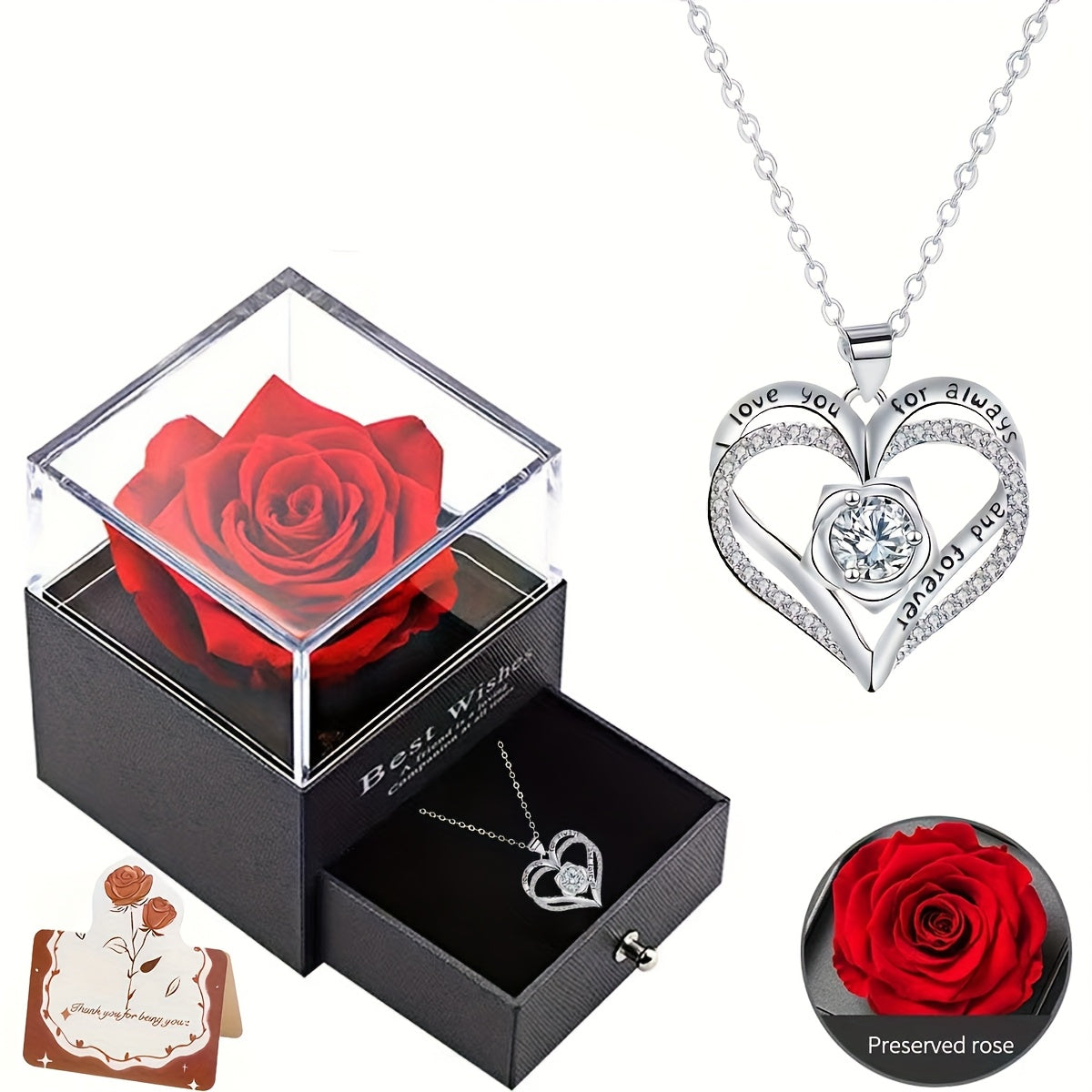 Eternal Rose Gift Box with Pendant Necklace