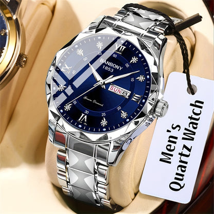 Luxury Stainless Steel Roman Numeral Quartz Watch