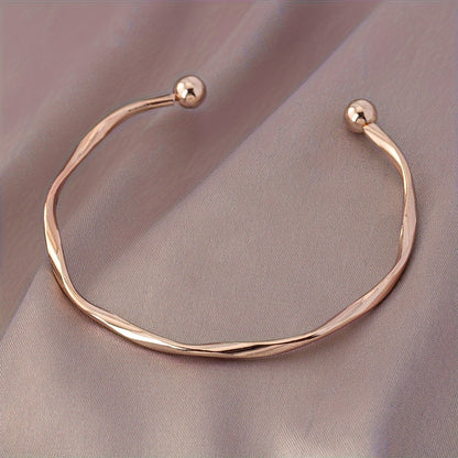 Adjustable Minimalist Twisted Gold Bangle