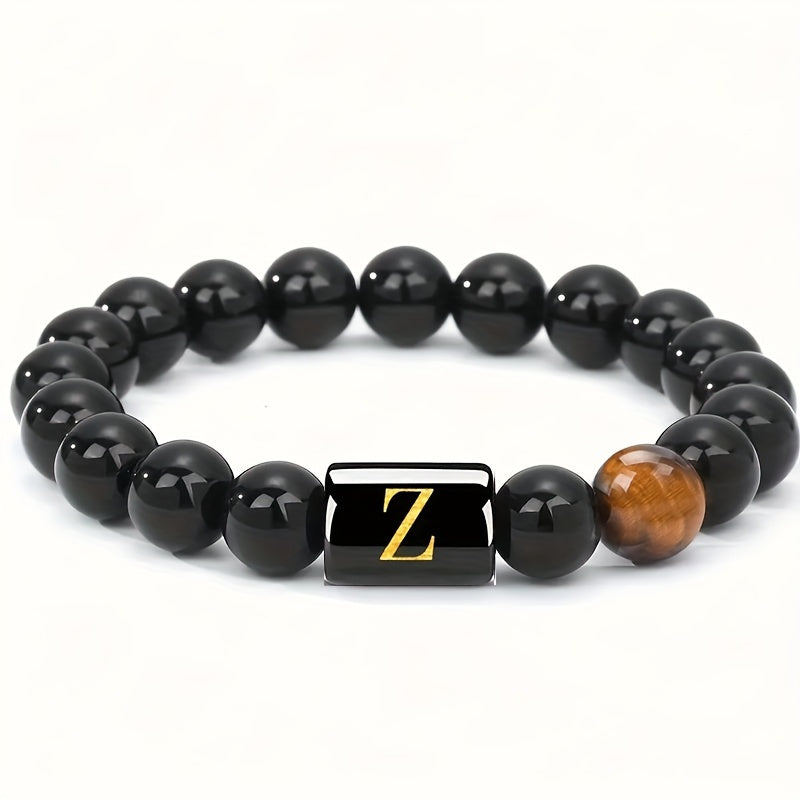 CUSTOM LETTER TIGER EYE BRACELET