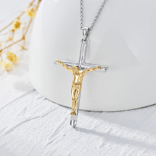 JESUS CROSS NECKLACE 925 STERLING SILVER