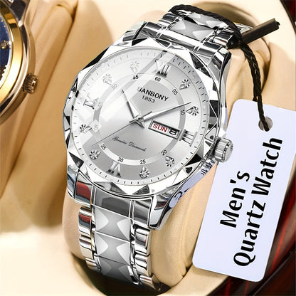 Luxury Stainless Steel Roman Numeral Quartz Watch