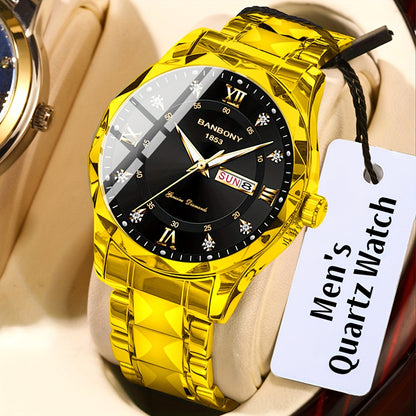 Luxury Stainless Steel Roman Numeral Quartz Watch