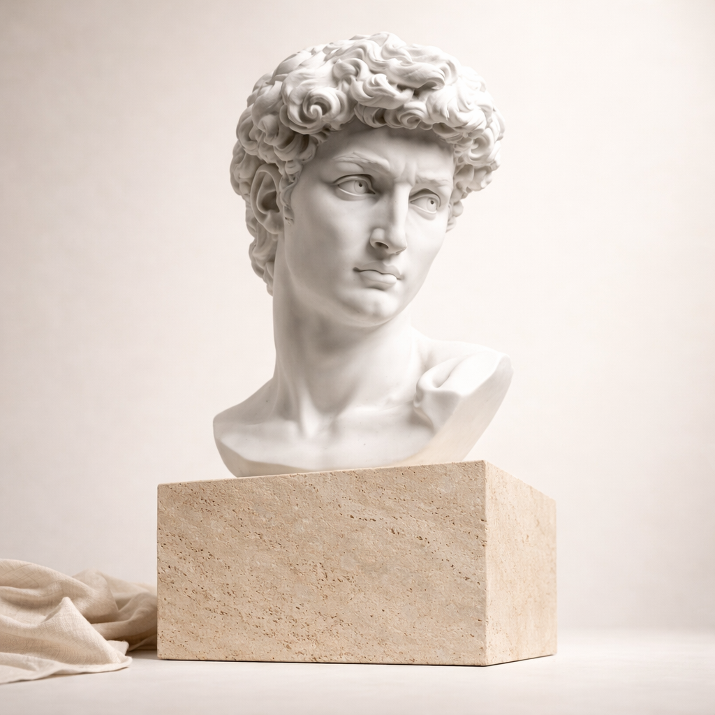 White David Bust Classical Sculpture