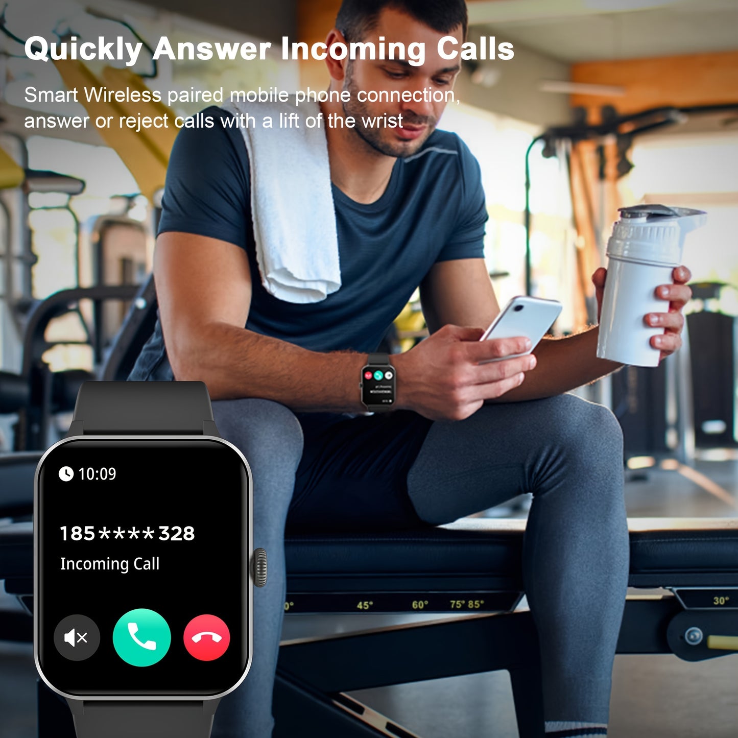 Smart Watch for Men, 4.7cm Smartwatch (Answer/Make Call), Fitness Tracker, 100+ Sport Modes, Real-time Data Monitoring, Pedometer, Smartwatches for iPhone And Android, Best Gift