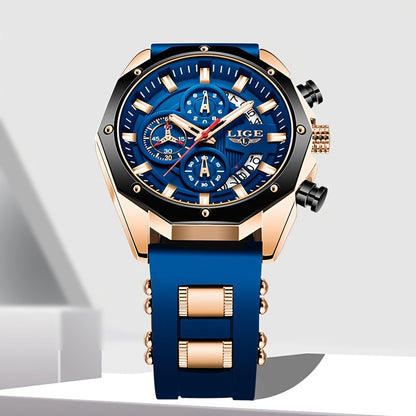 LIGE Luxury Sport Chronograph Watch