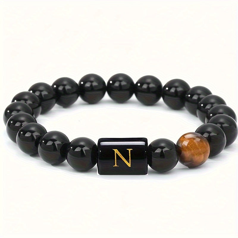 CUSTOM LETTER TIGER EYE BRACELET