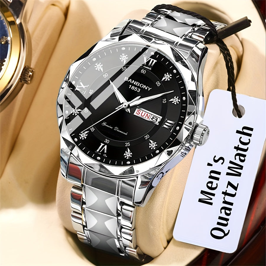 Luxury Stainless Steel Roman Numeral Quartz Watch