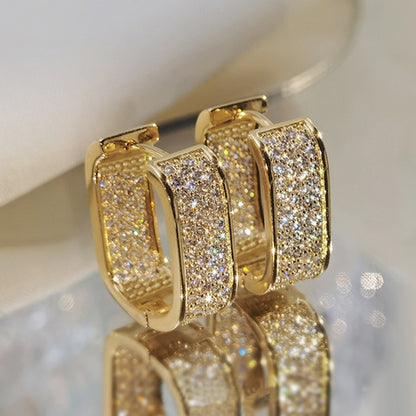 Luxury CZ Paved Gold Hoop Earrings