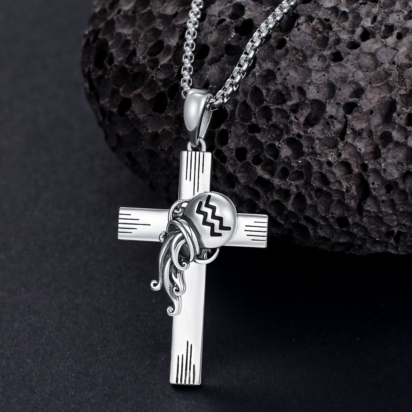 ZODIAC CROSS NECKLACE 925 STERLING SILVER