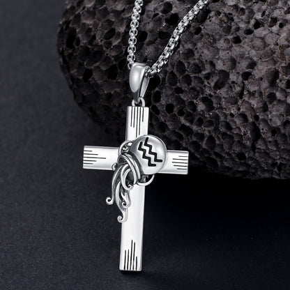 ZODIAC CROSS NECKLACE 925 STERLING SILVER