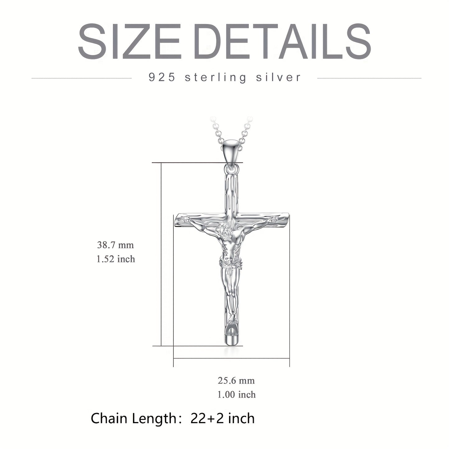 JESUS CROSS NECKLACE 925 STERLING SILVER