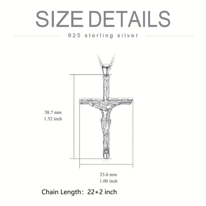 JESUS CROSS NECKLACE 925 STERLING SILVER