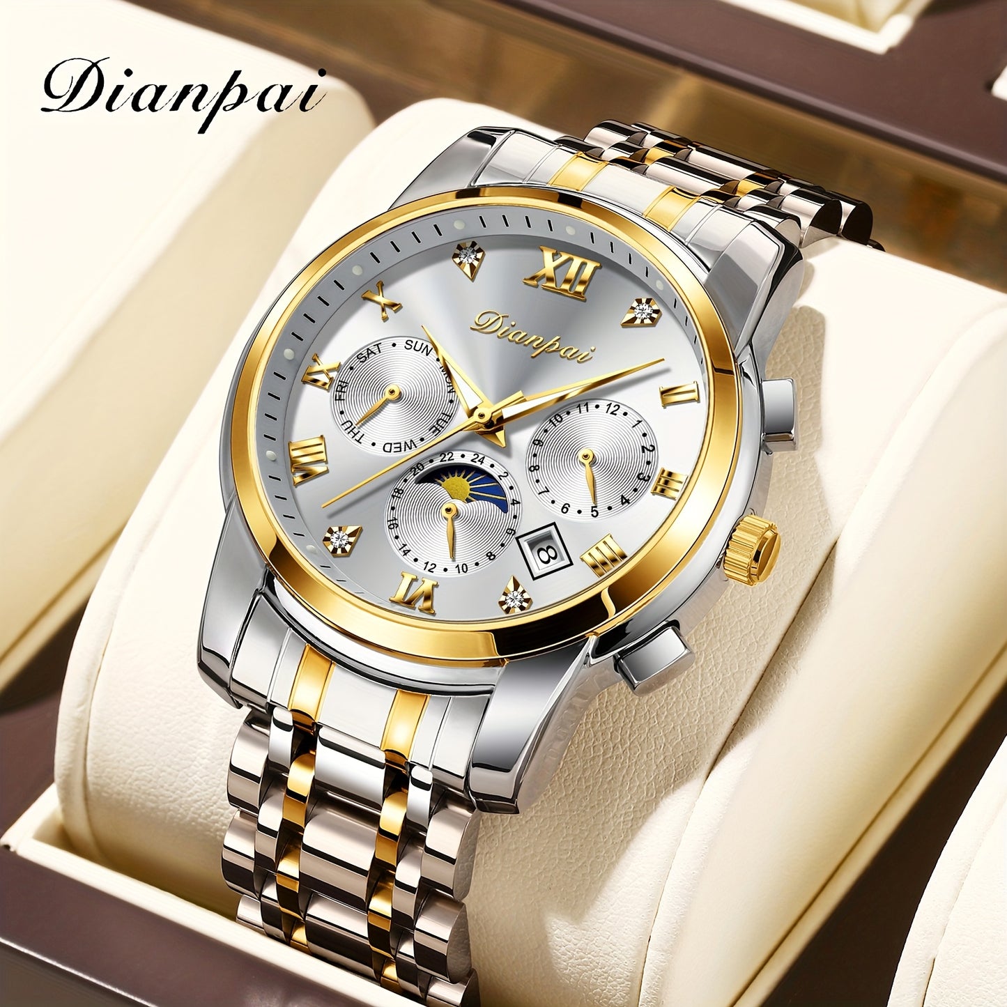 Men’s Automatic Blue Dial Moon Phase Watch