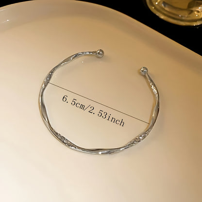 Adjustable Minimalist Twisted Gold Bangle