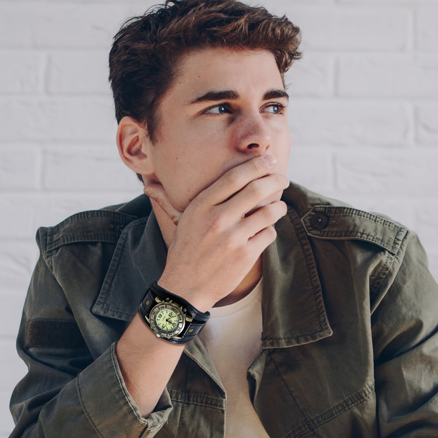 Vintage Steampunk Leather Biker Watch