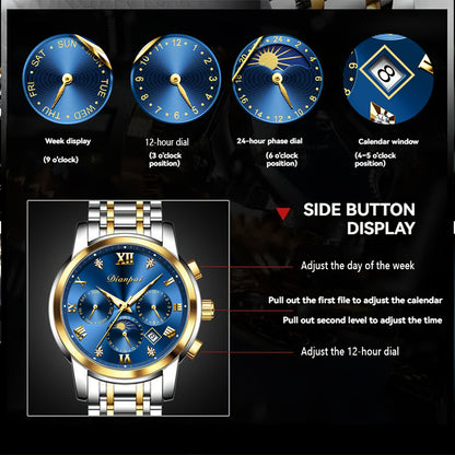 Men’s Automatic Blue Dial Moon Phase Watch