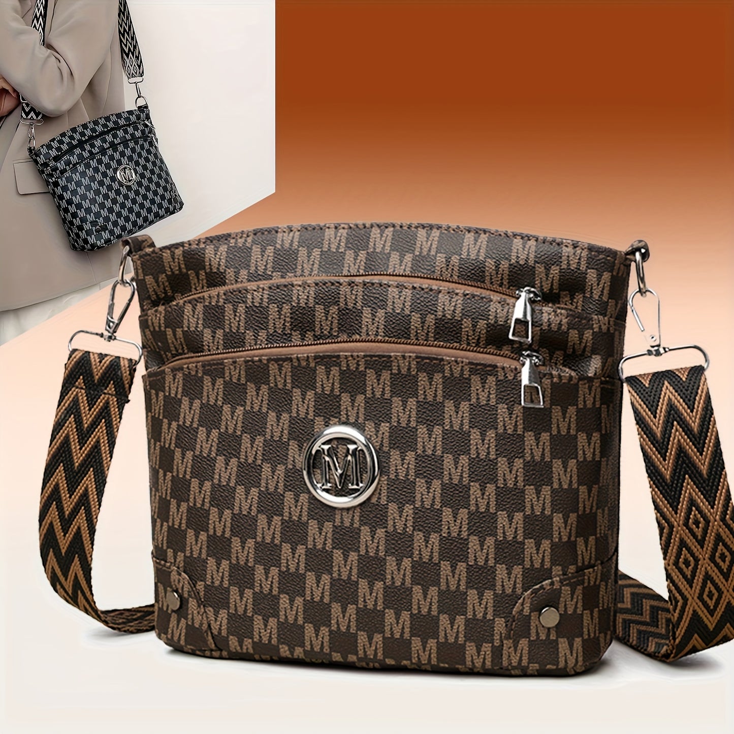 ELEGANT MONOGRAMMED FAUX LEATHER TOTE