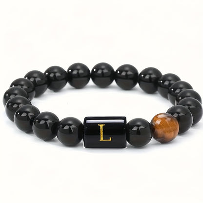 CUSTOM LETTER TIGER EYE BRACELET