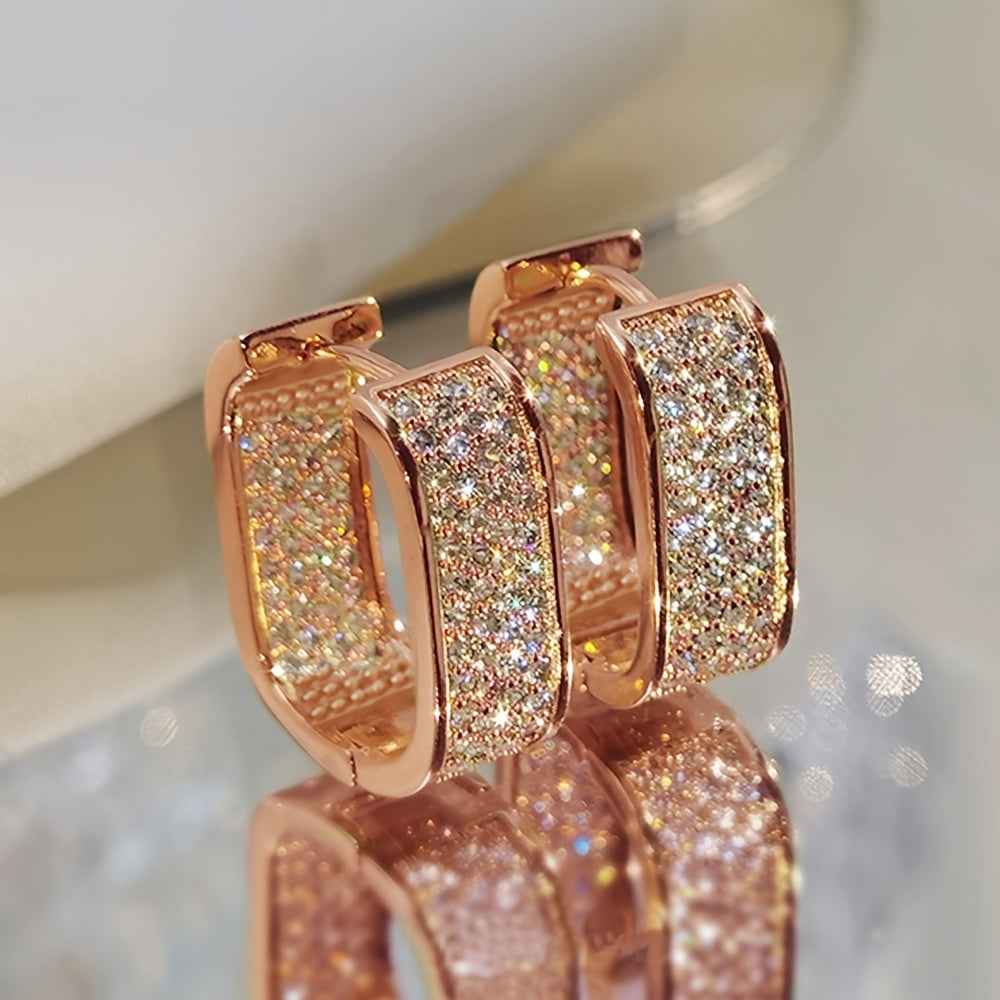 Luxury CZ Paved Gold Hoop Earrings