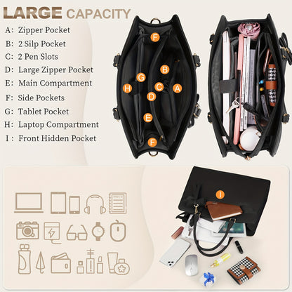 NUBILY 15.6" PU LEATHER LAPTOP TOTE SET