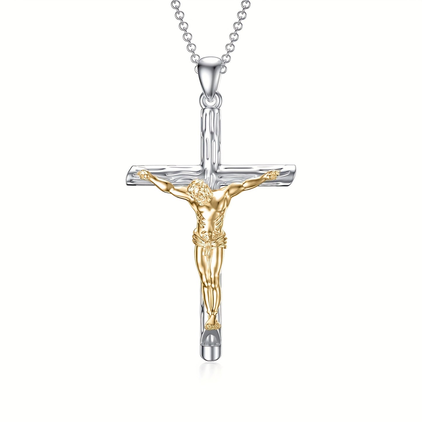 JESUS CROSS NECKLACE 925 STERLING SILVER