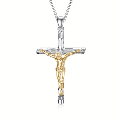 JESUS CROSS NECKLACE 925 STERLING SILVER