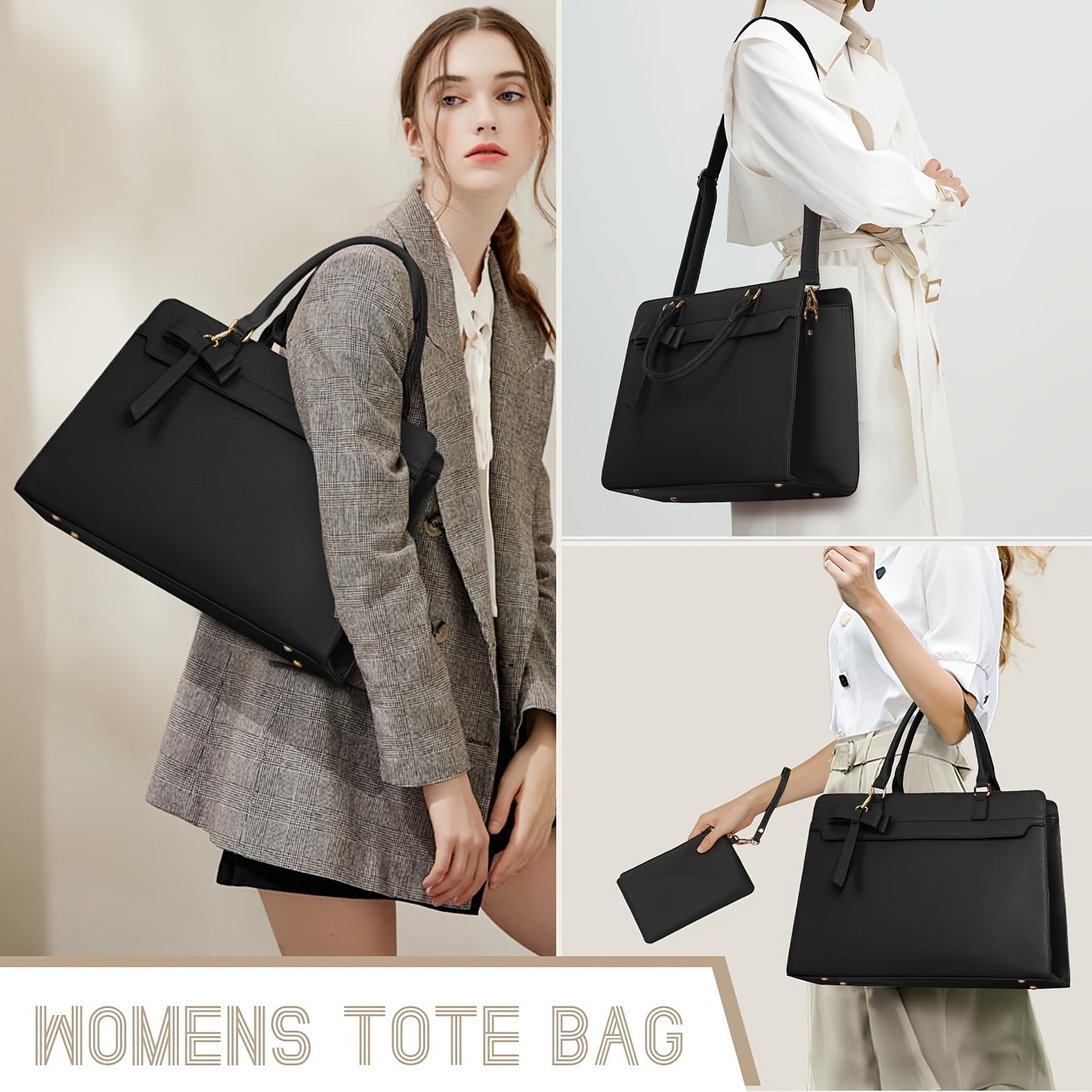 NUBILY 15.6" PU LEATHER LAPTOP TOTE SET