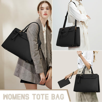 NUBILY 15.6" PU LEATHER LAPTOP TOTE SET