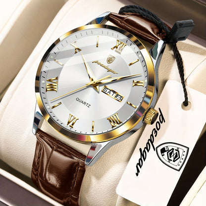 POEDAGAR MEN'S LEATHER WATCH