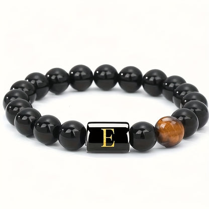 CUSTOM LETTER TIGER EYE BRACELET