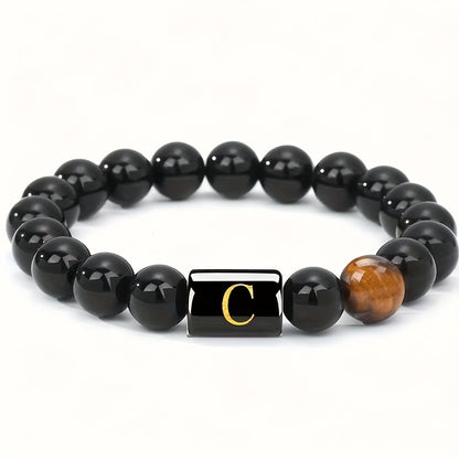 CUSTOM LETTER TIGER EYE BRACELET