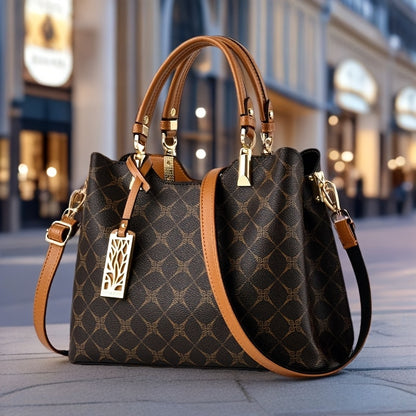 TOP-GRAIN GENUINE LEATHER GEOMETRIC HANDBAG