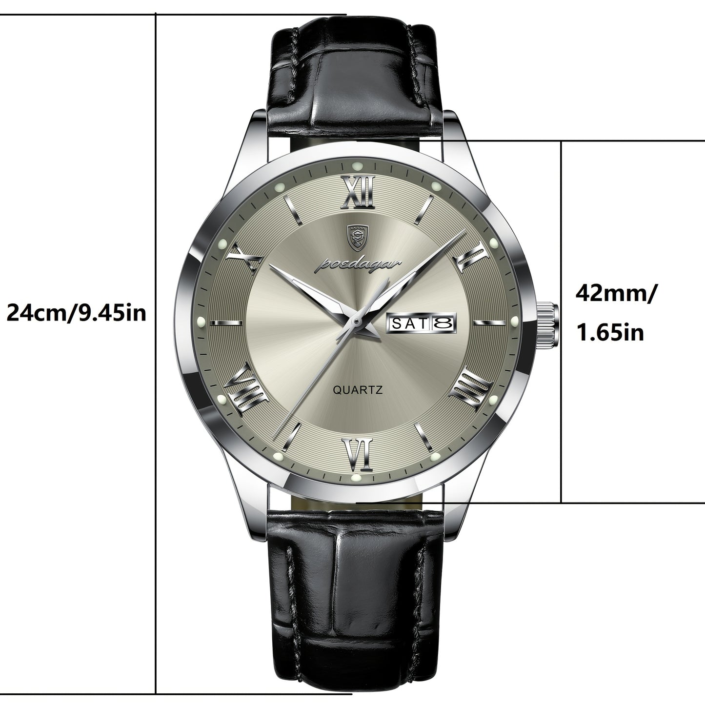 POEDAGAR MEN'S LEATHER WATCH