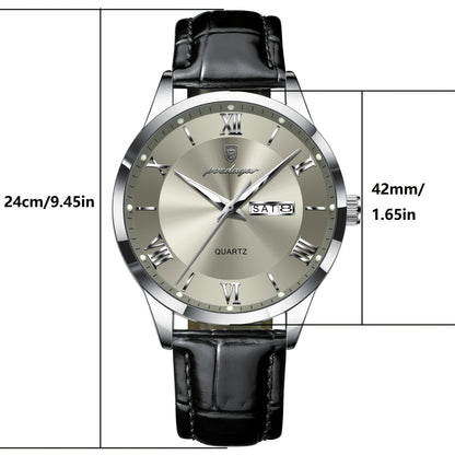 POEDAGAR MEN'S LEATHER WATCH