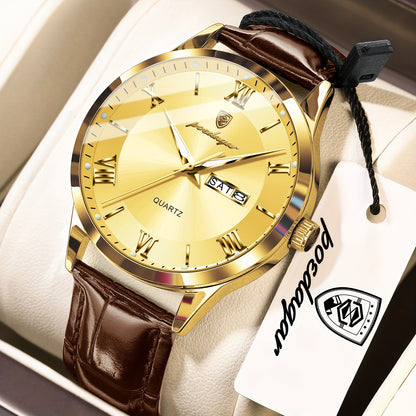 POEDAGAR MEN'S LEATHER WATCH