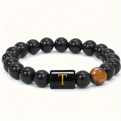 CUSTOM LETTER TIGER EYE BRACELET