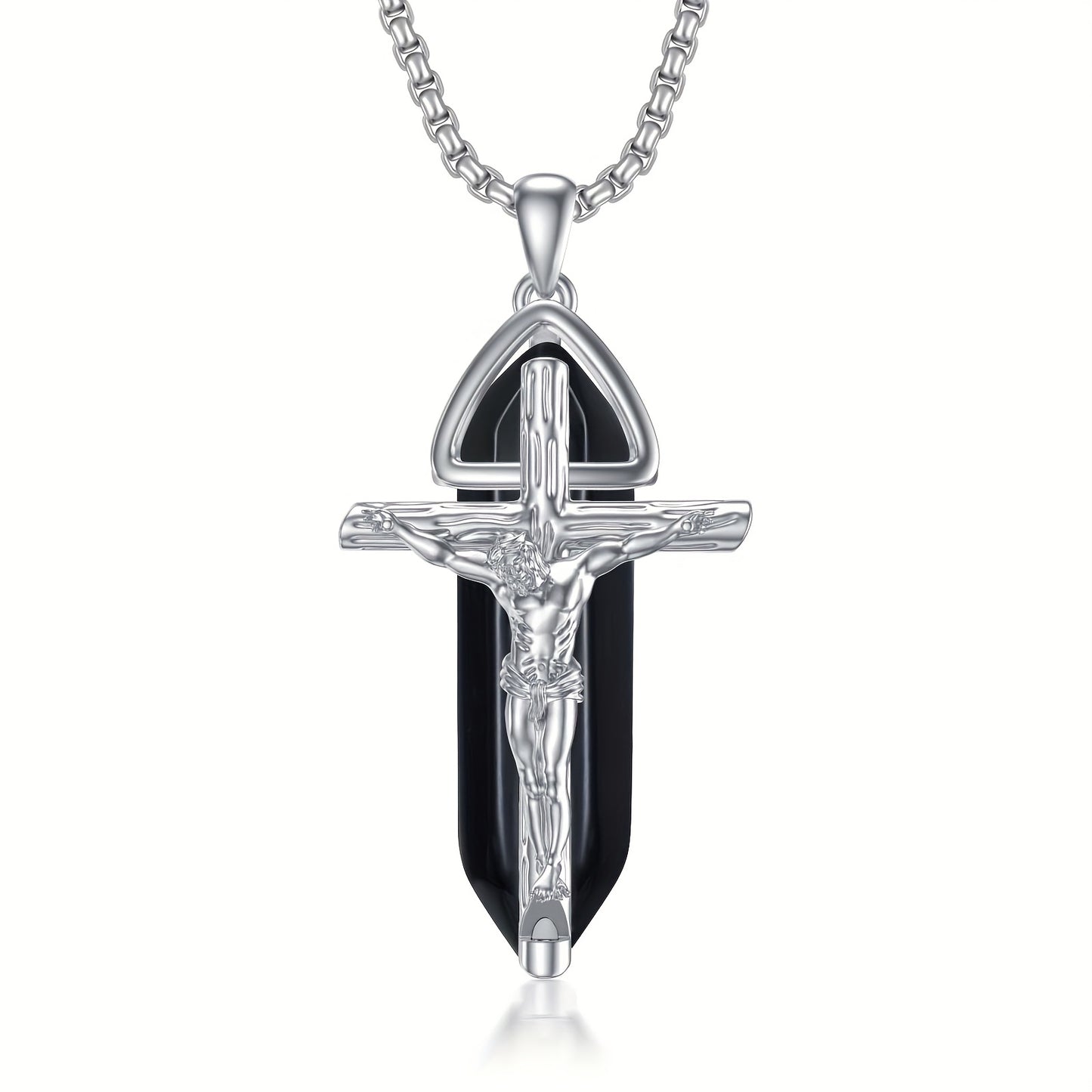 JESUS CROSS NECKLACE 925 STERLING SILVER