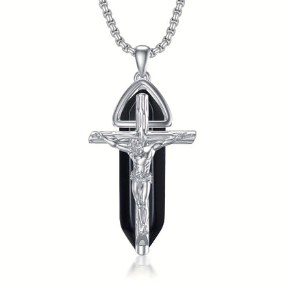 JESUS CROSS NECKLACE 925 STERLING SILVER