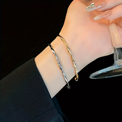 Adjustable Minimalist Twisted Gold Bangle