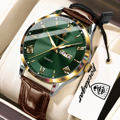 POEDAGAR MEN'S LEATHER WATCH