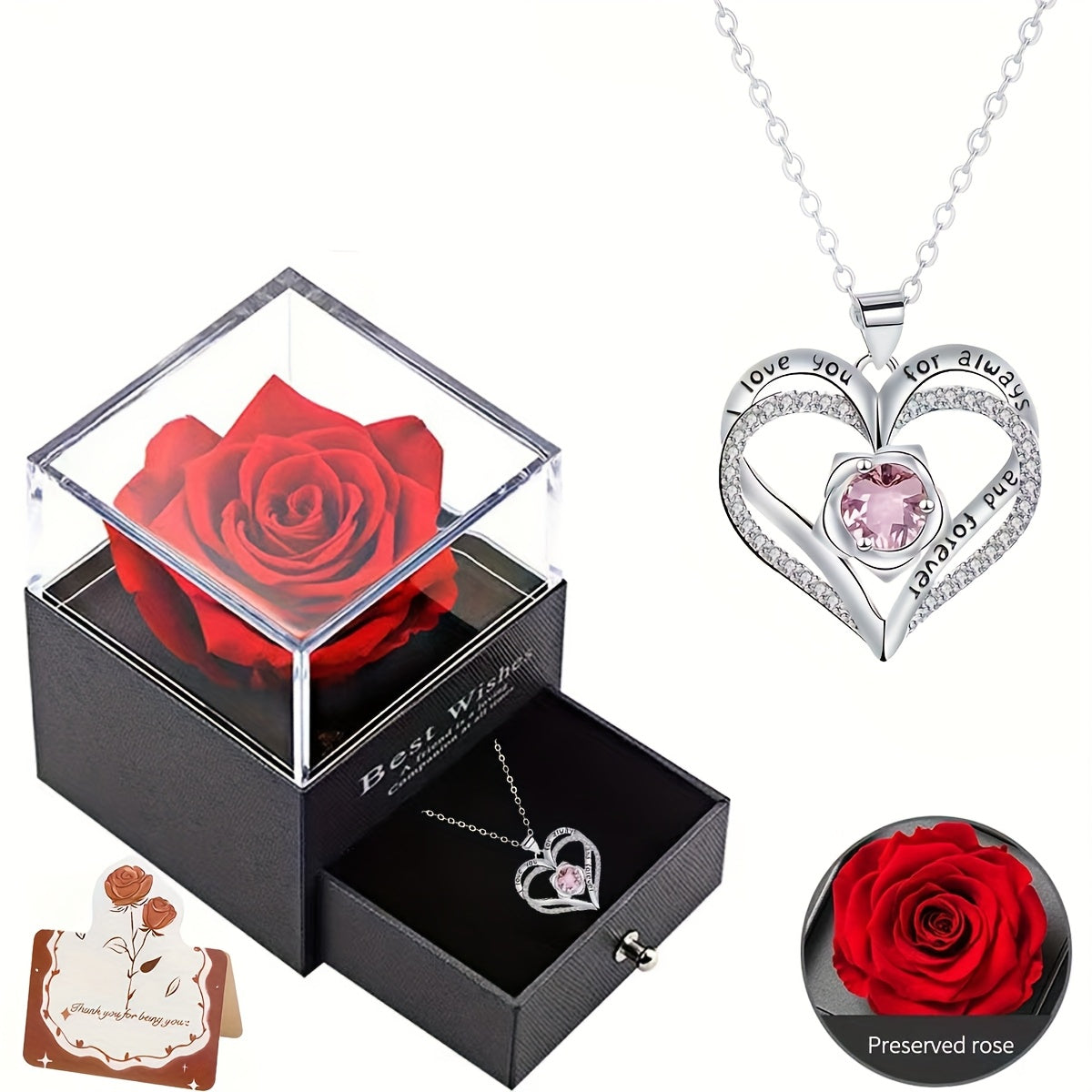 Eternal Rose Gift Box with Pendant Necklace
