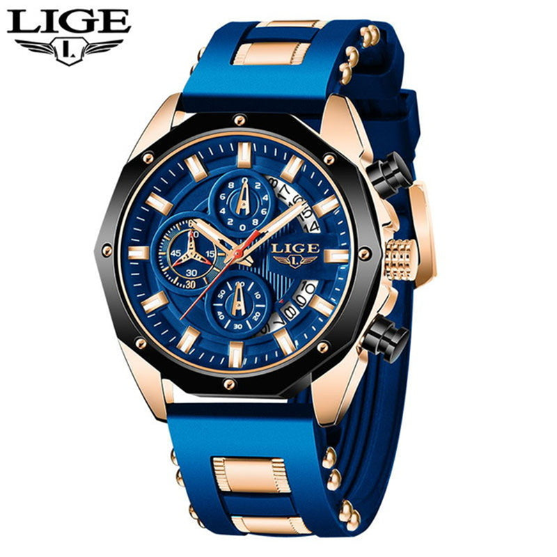 LIGE Luxury Sport Chronograph Watch