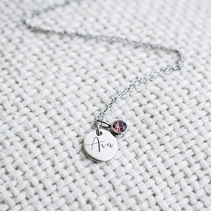 CUSTOMIZED NAME NECKLACE WITH BIRTHSTONE