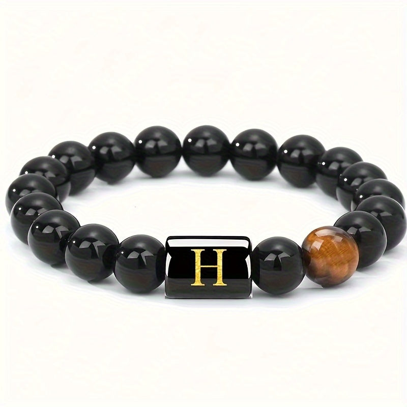 CUSTOM LETTER TIGER EYE BRACELET