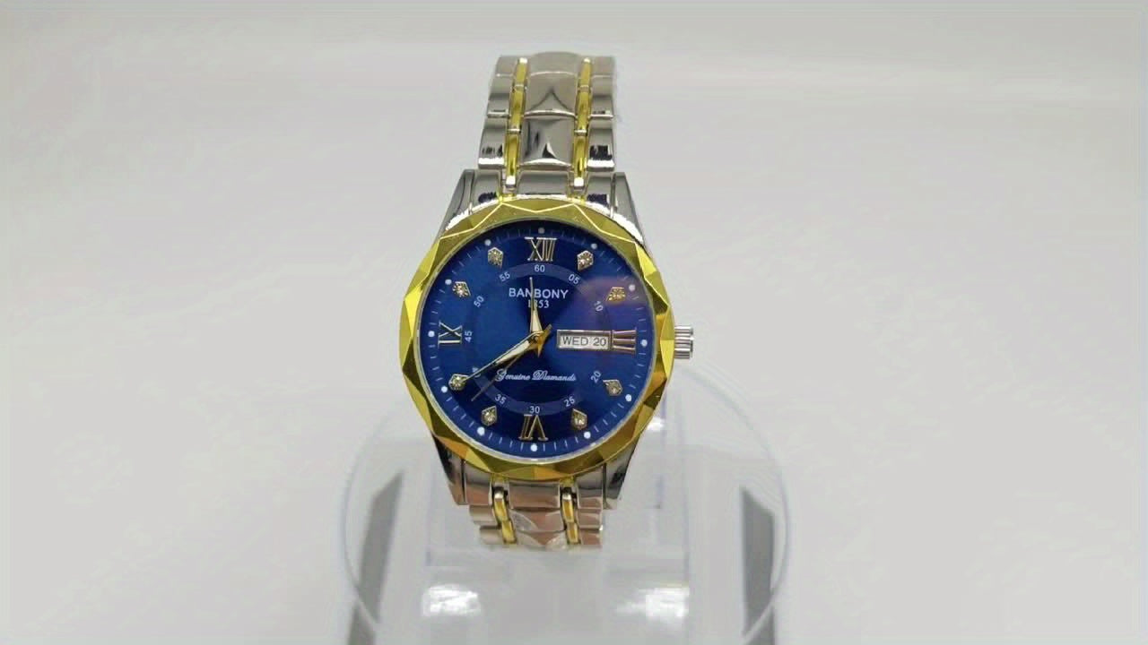 Luxury Stainless Steel Roman Numeral Quartz Watch