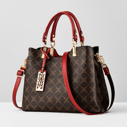 TOP-GRAIN GENUINE LEATHER GEOMETRIC HANDBAG