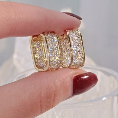 Luxury CZ Paved Gold Hoop Earrings